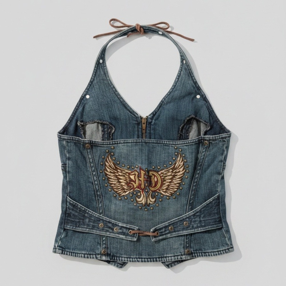 Harley-Davidson Denim Halter Top - Picture 2 of 8